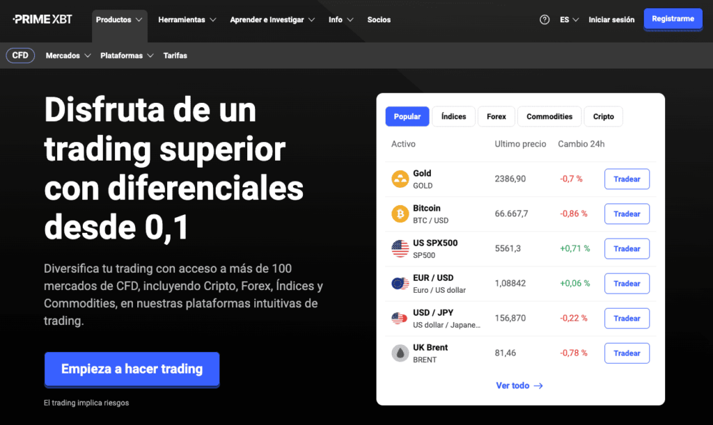 Explora el Mundo de las Criptomonedas en PrimeXBT Website Explora el Mundo de las Criptomonedas en PrimeXBT Website